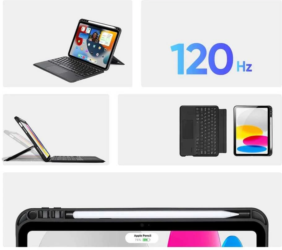 Dux Ducis DK Series dėklas su Bluetooth klaviatūra Apple Apple iPad 10 (2022) - juodos spalvos