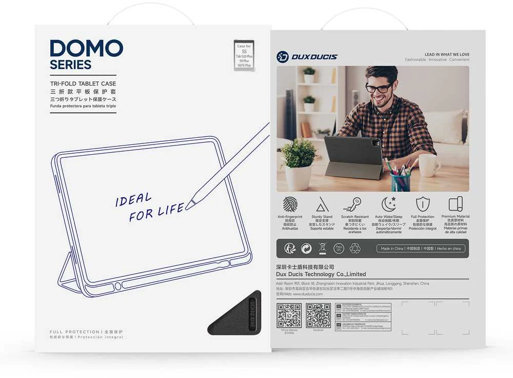 Dux Ducis Domo PU Odinis dėklas with Stand skirtas Samsung Tab S10+ / S9+ / S9 FE+ – juodos spalvos