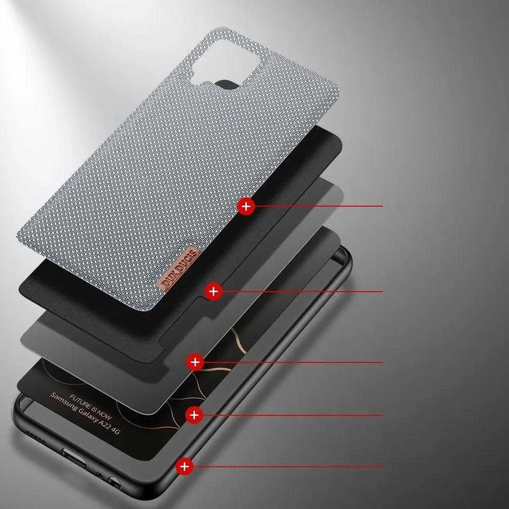 Dux Ducis Fino covered with nylon material Samsung Galaxy A22 4G dėklas telefonui pilkos spalvos