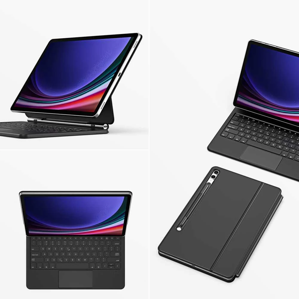 Dux Ducis Keyboard (MK Series) Dėklas with Bluetooth Keyboard skirtas Samsung Galaxy Tab S9+ / S8+ / S7+ – juodos spalvos