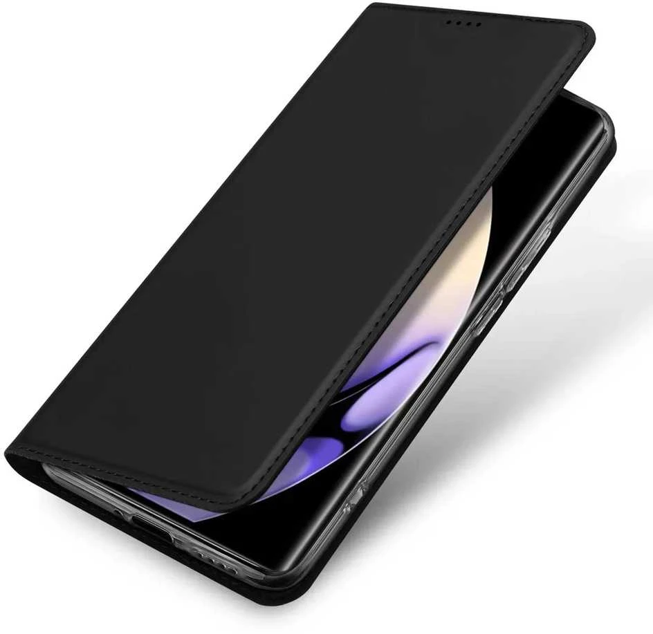 Dux Ducis Skin Pro Realme 10 Pro atverčiamas Card Wallet su stoveliu dėklas telefonui juodos spalvos