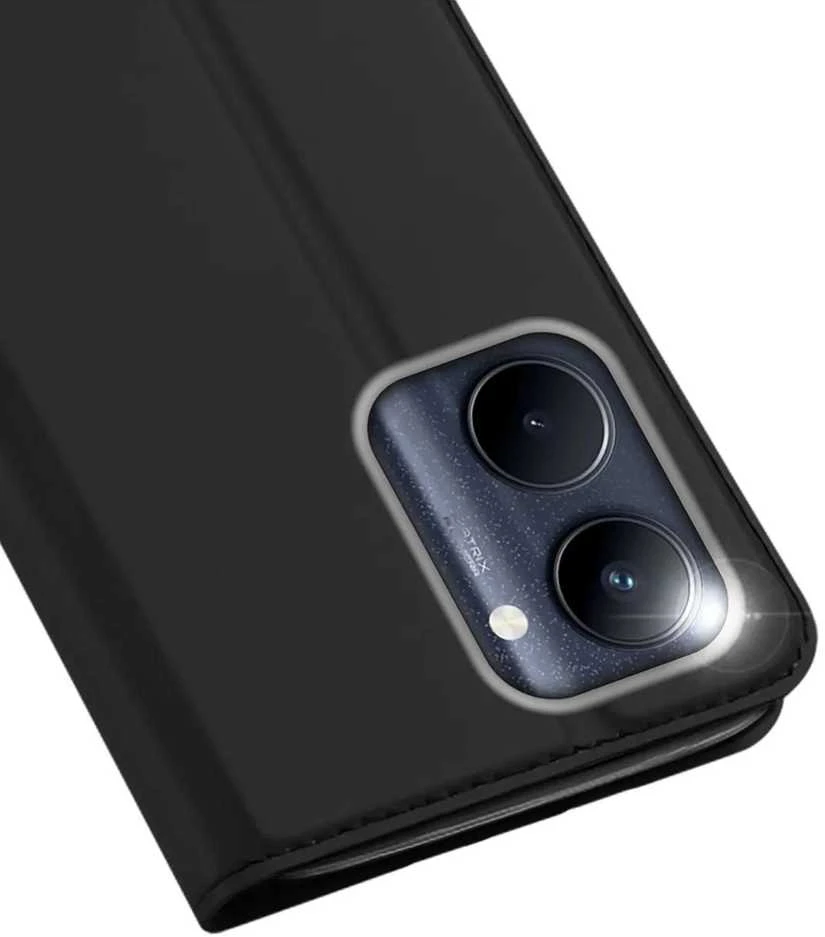 Dėklas Dux Ducis Skin Pro Realme C33 atverčiamas Card Wallet su stoveliu dėkals telefonui juodos spalvos