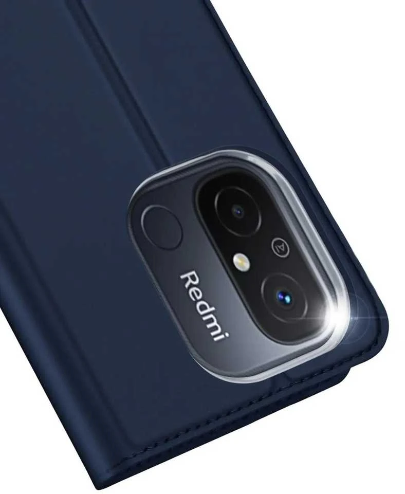Dux Ducis Skin Pro Xiaomi Redmi 11A / Poco C55 / Redmi 12C atverčiamas Card Wallet su stoveliu dėklas telefonui mėlynos spalvos