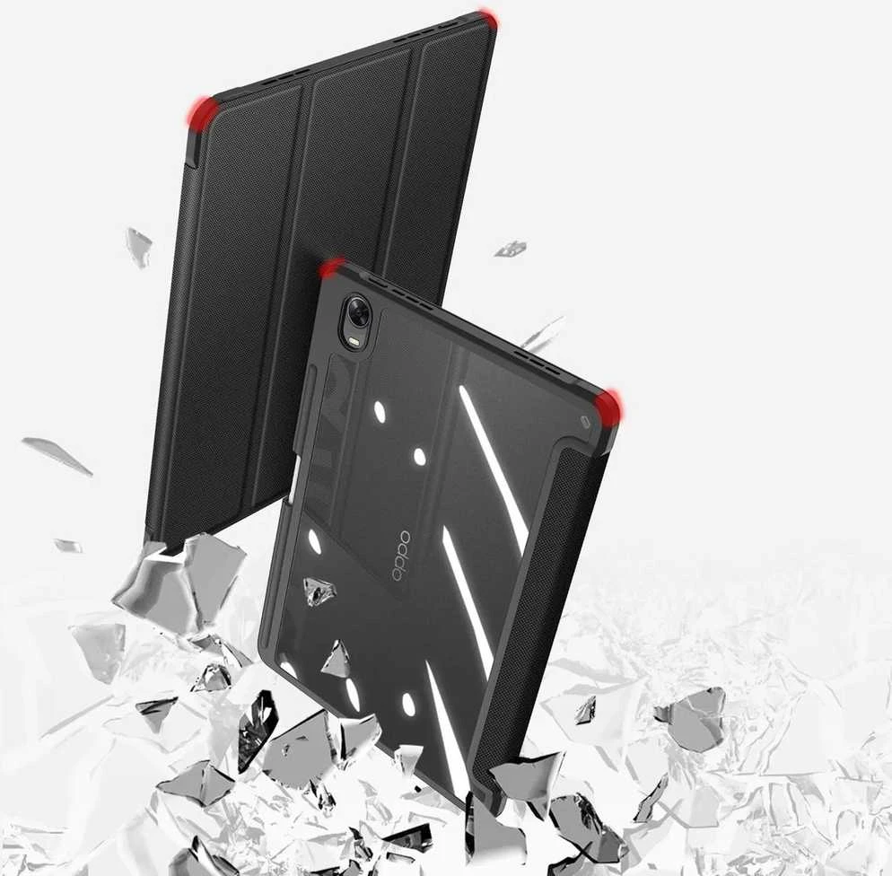 Dux Ducis Toby Armored Flip Smart Oppo Pad with Stylus Holder dėklas planšetiniam kompiuteriui juodos spalvos