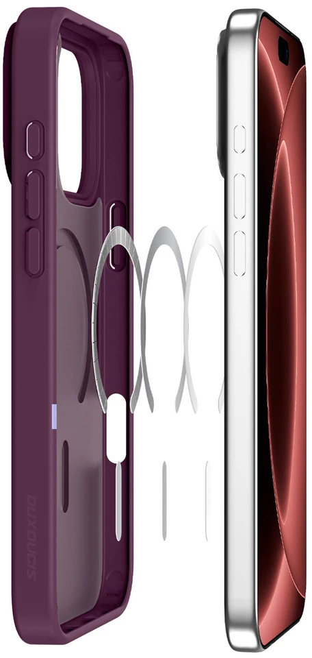 DUX DUCIS dėklas YIND suderinamas su MagSafe, skirtas iPhone 18 Pro Max / 17 Pro Max (atviro žiedo versija) tamsios vyšnios spalvos