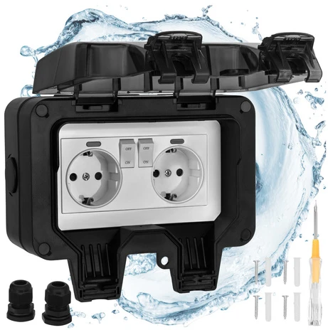 Double external socket 17x11x10cm Izoxis