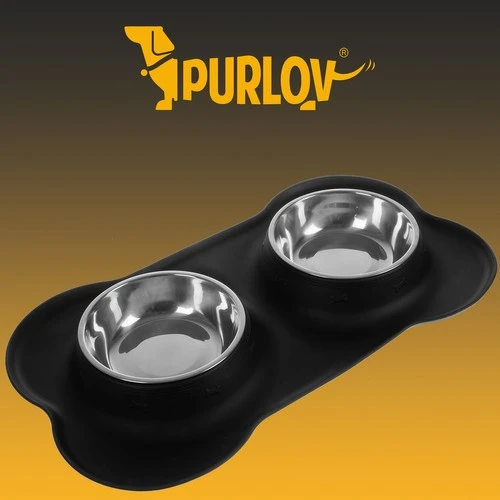 Dvigubas dubenėlis augintiniams, 2 x 350ml Purlov