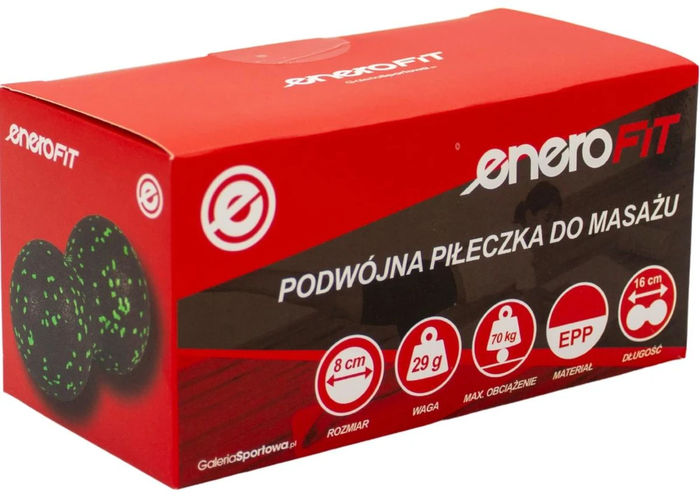 Masažo dvigubas kamuoliukas Enero Fit EPP, 8 cm, juodas