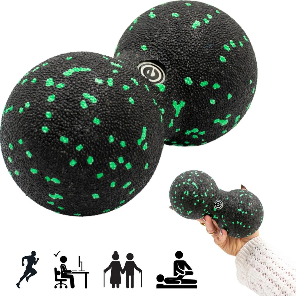 Masažo dvigubas kamuoliukas Enero Fit EPP, 8 cm, juodas