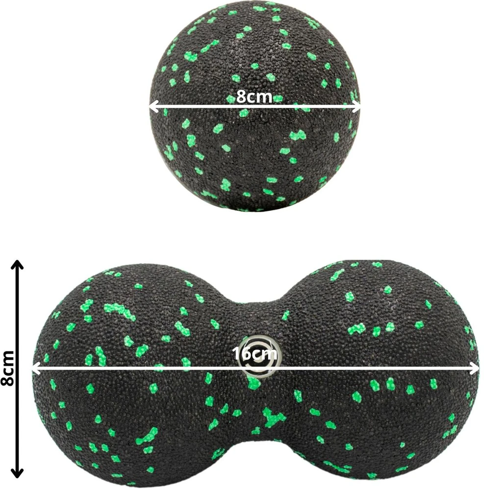 Masažo dvigubas kamuoliukas Enero Fit EPP, 8 cm, juodas