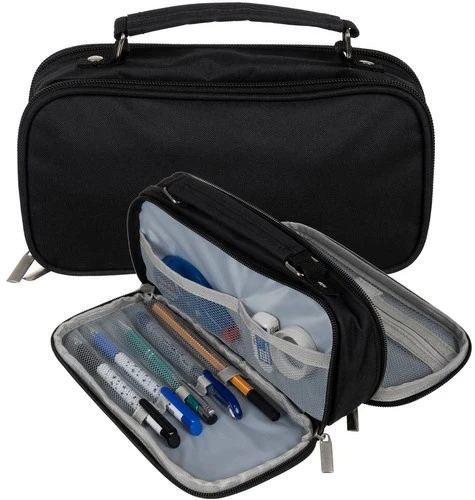 Double extendable pencil case - juodas Maaleo 24516