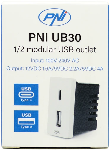 Dvigubas USB lizdas PNI UB30, 5V, 2.4A, modulinis, įmontuojamas