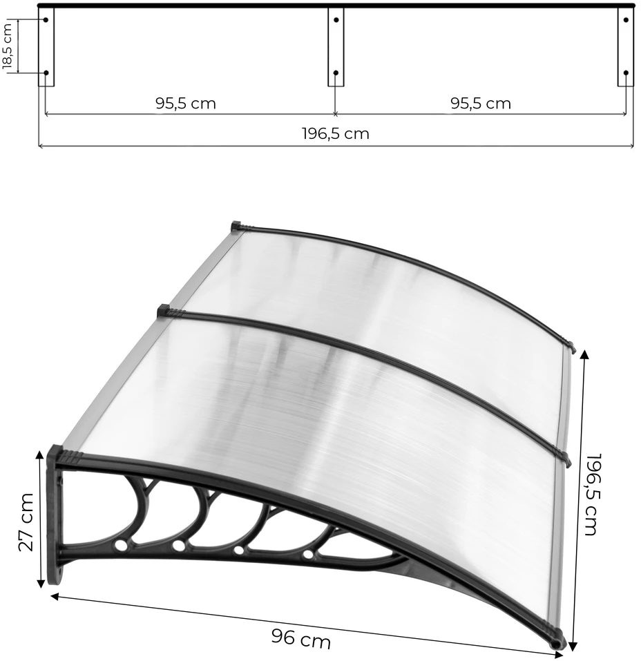 MultiGarden Modernus stogelis virš durų 200x100 cm
