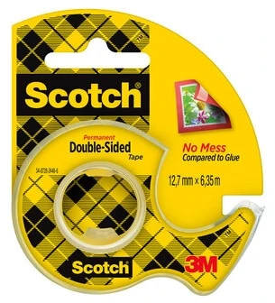 Dvipusė lipni juosta Scotch 665, su dėklu,12mm x 6,3m