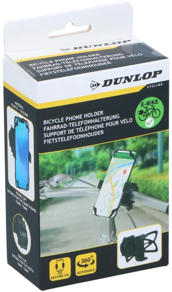 DVIRAČIO LAIKIKLIS TELEFONUI DUNLOP, SUKIOJAMAS 360 LAIPSNIŲ KAMPU, Juodas 434322