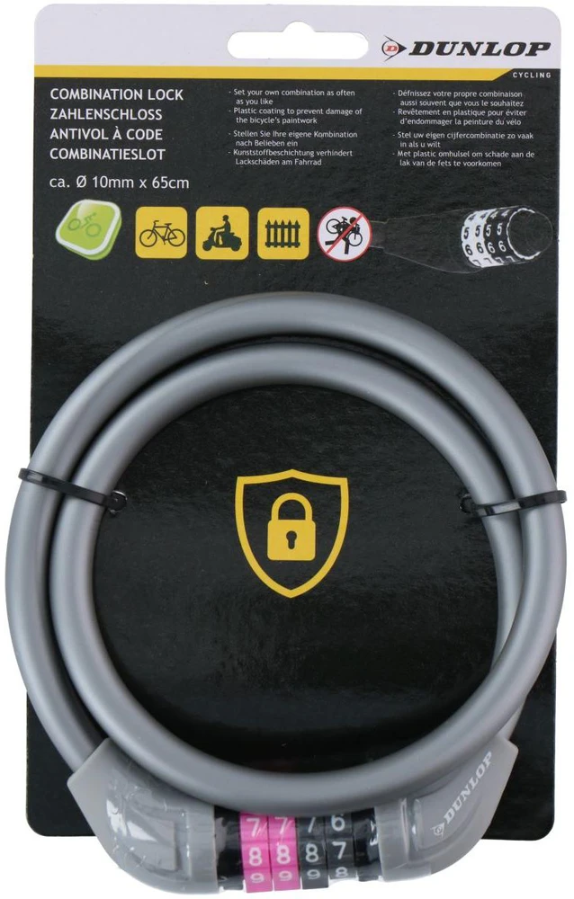 Dunlop dviratinė troselinė spyna su kodu 65 cm