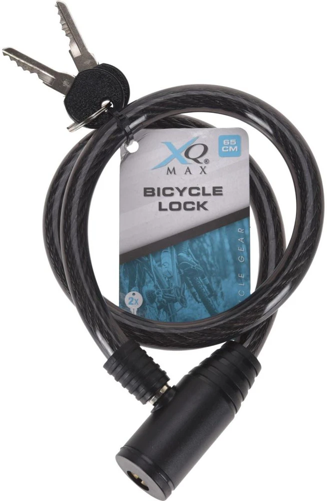 XQMAX dviračio spyna spiralė su raktu 0,8x65cm juoda