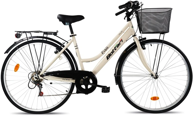 Dviratis miesto Bottari Pisa, 28″ rėmas, balta sp., su krepšeliu