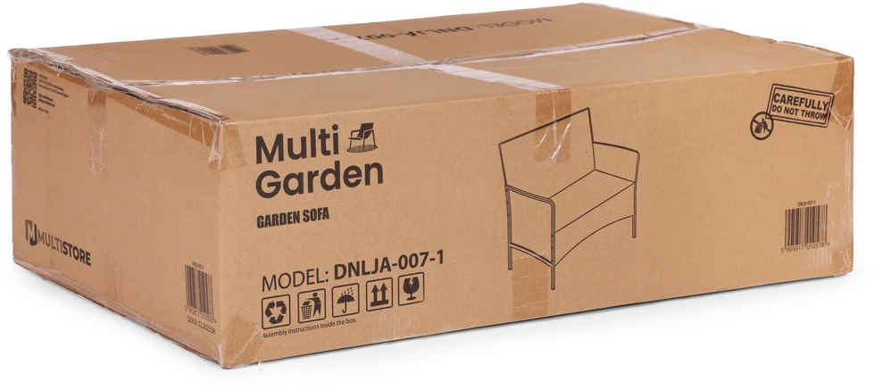 Dvivietė sodo sofa su pagalvėle, suolas balkonui, terasai, sodui, juodas, „MultiGarden“