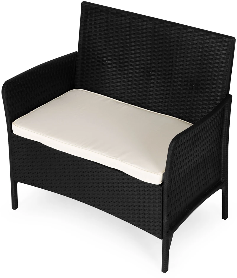 Dvivietė sodo sofa su pagalvėle, suolas balkonui, terasai, sodui, juodas, „MultiGarden“