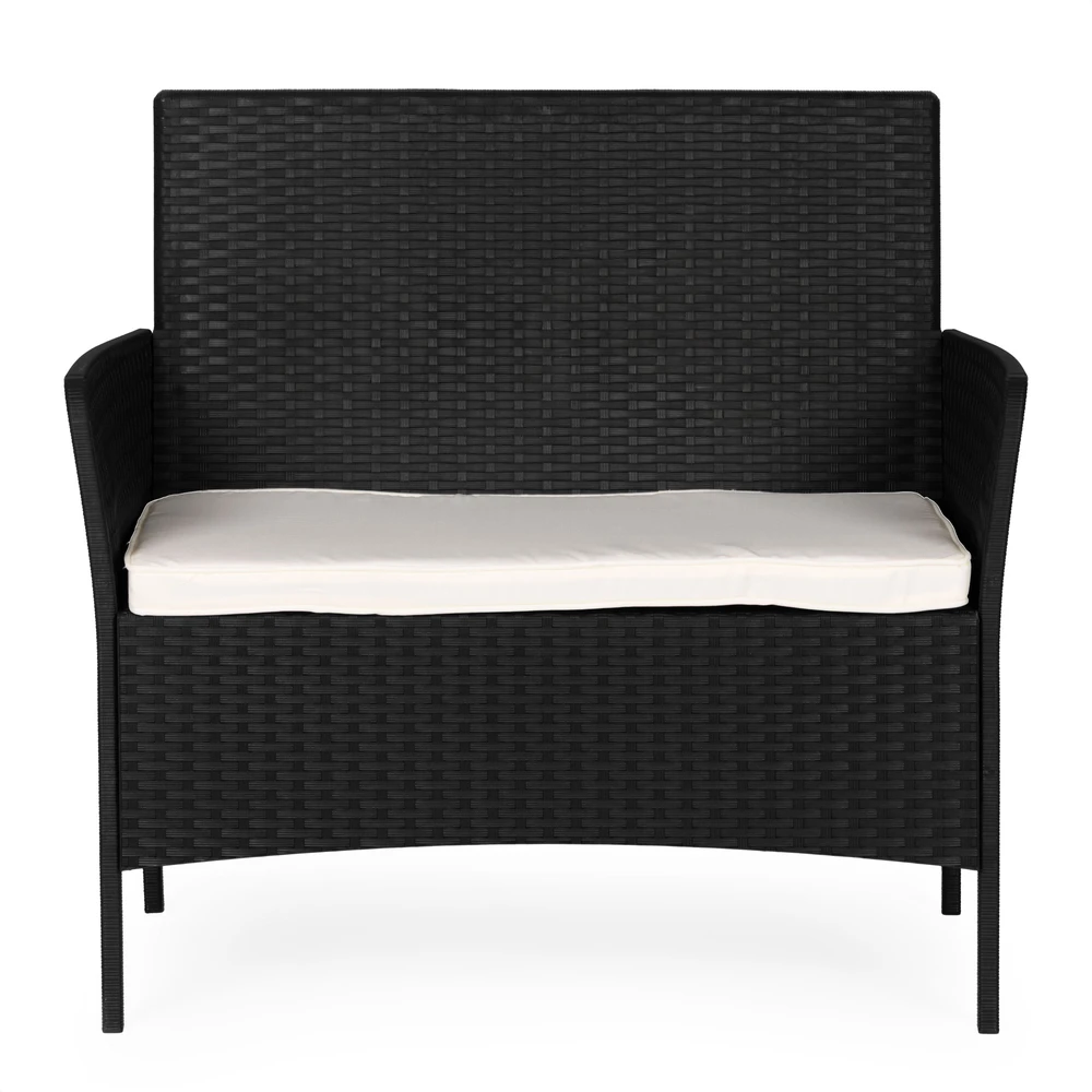 Dvivietė sodo sofa su pagalvėle, suolas balkonui, terasai, sodui, juodas, „MultiGarden“
