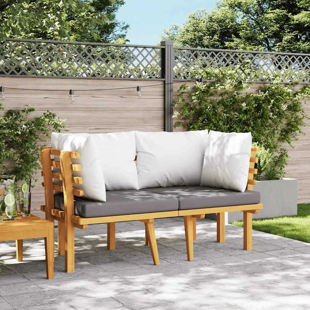 Dvivietė sodo sofa su pagalvėlėmis, akacijos medienos masyvas