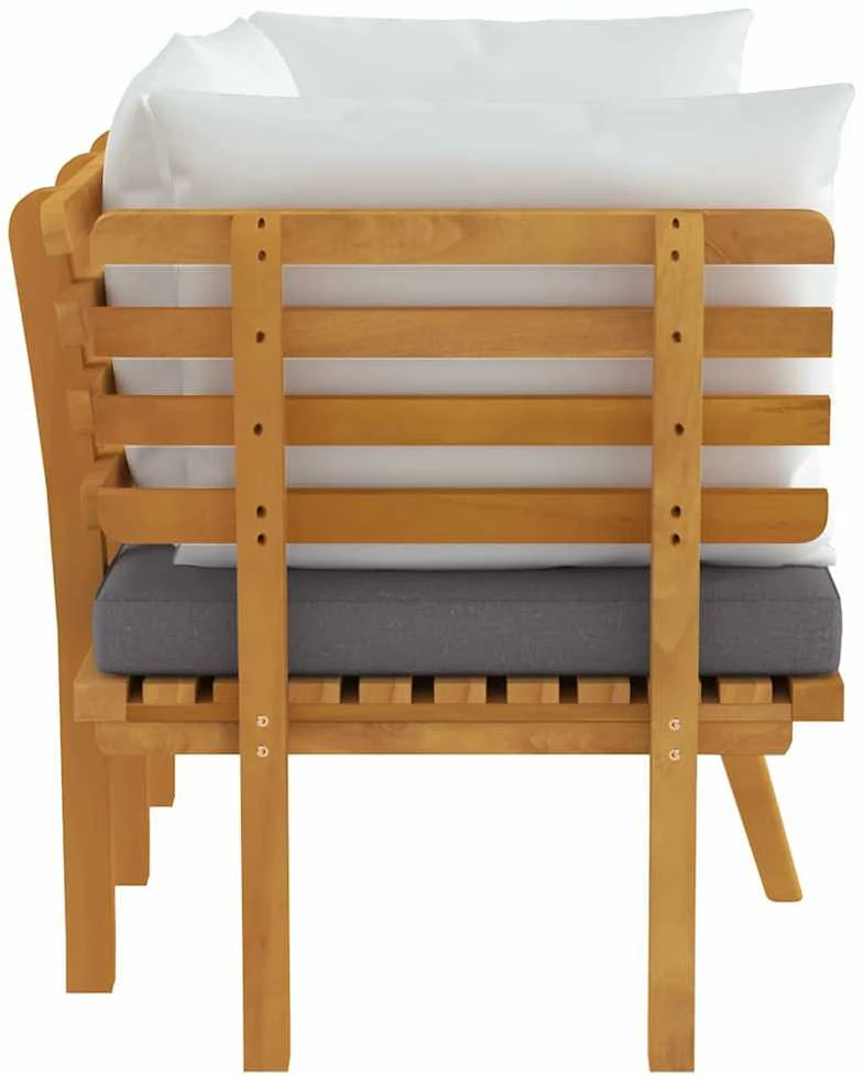 Dvivietė sodo sofa su pagalvėlėmis, akacijos medienos masyvas