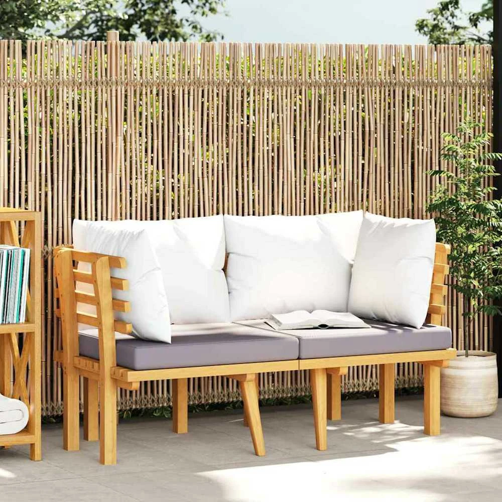 Dvivietė sodo sofa su pagalvėlėmis, akacijos medienos masyvas
