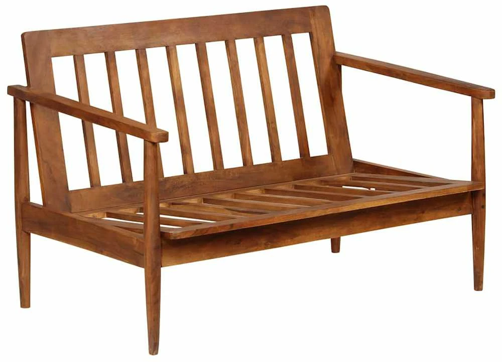 Dvivietė sofa, tikra oda ir akacijos mediena, ruda