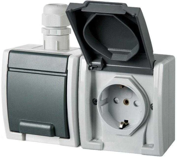 Dvivietis kištukinis lizdas ELEKTRO-PLAST AQUANT, IP65