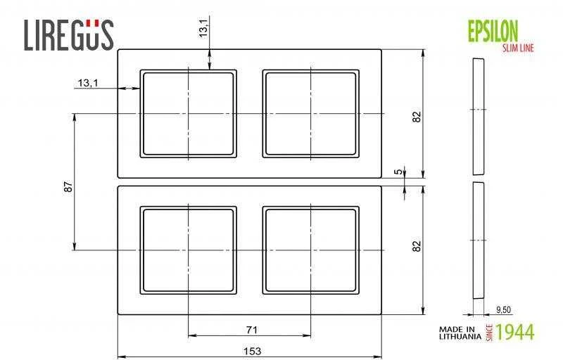 Liregus 2-vietis rėmelis EPSILON SLIM, baltos sp.