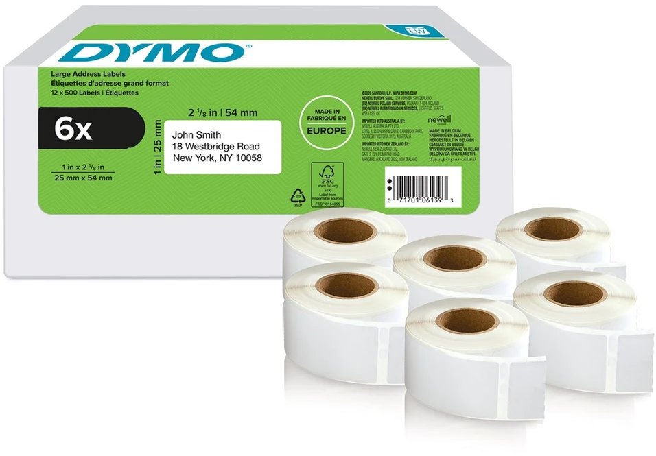 DYMO Etiketės 25 x 54mm / Rinkinys (2177564) - 6 vnt.