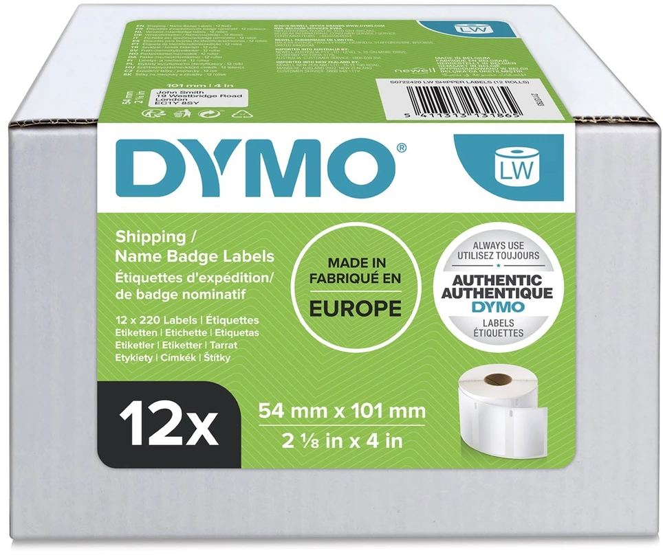 LabelWriter“ Pristatymo / pavadinimo žymos, 101x54 mm, 12 pakuočių (2640 vnt.) DYMO / S0722420