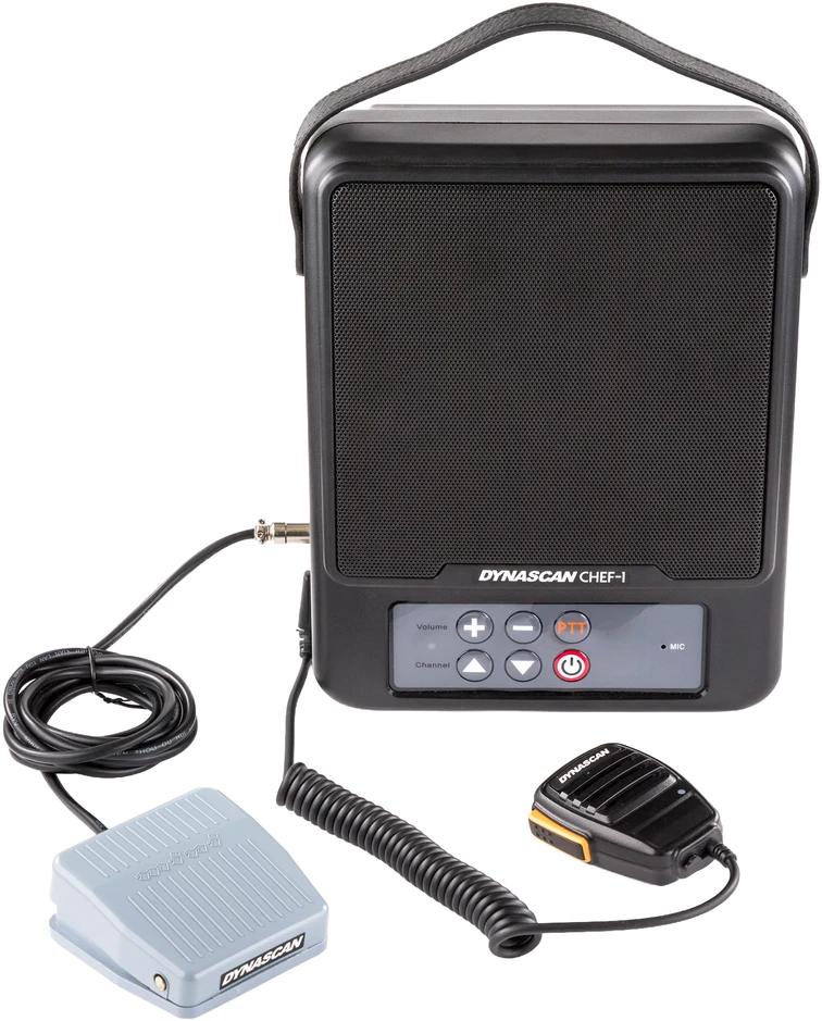 Dynascan CHEF-1 446MHz, 0,5W, 16 kanalų PMR radijo stotelė su laisvų rankų PTT pedalu restoranams ir statybvietėms