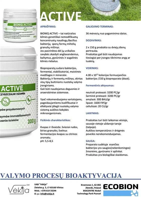Ecobion Biopreparatas valymo įrenginiams BioniQ Active 0.3kg