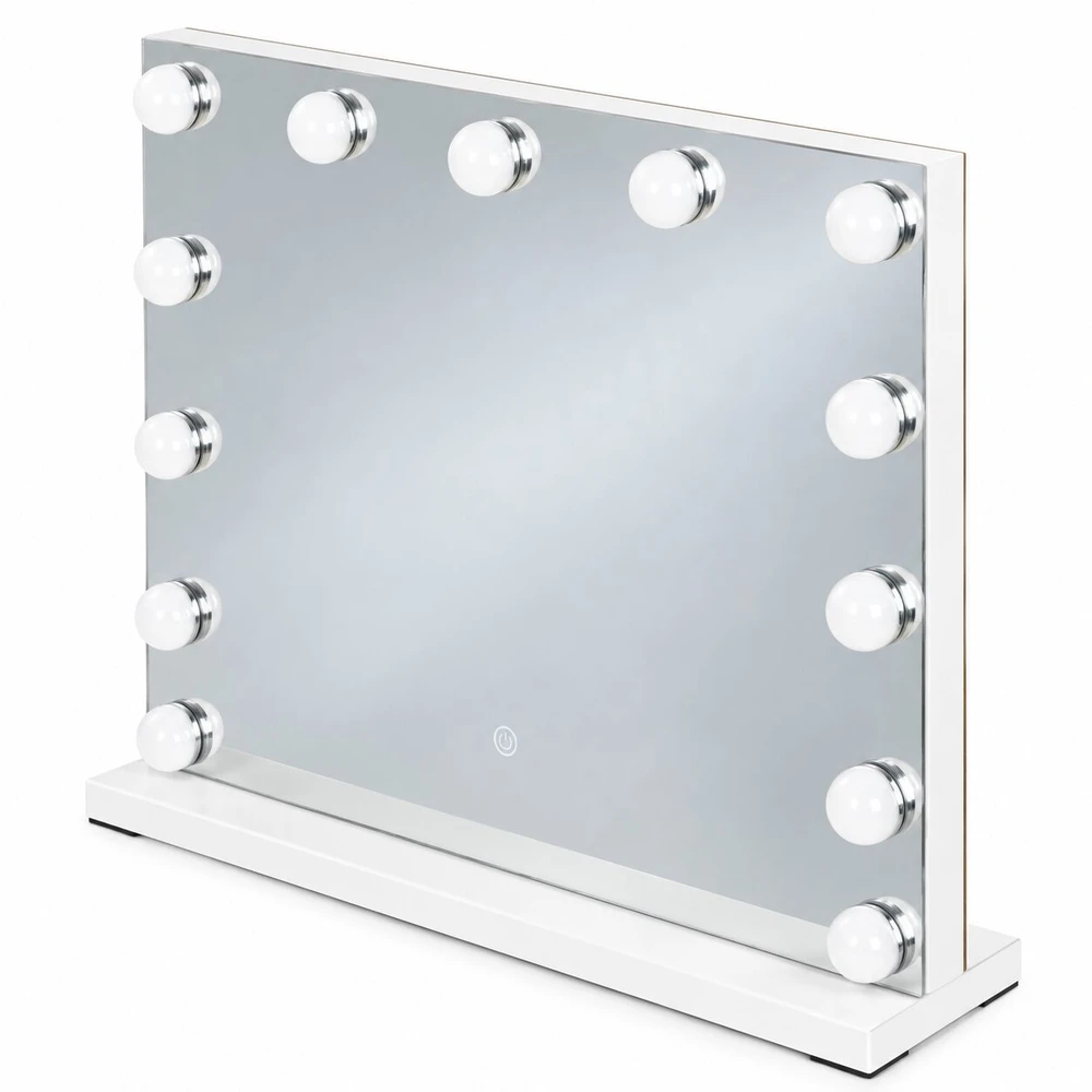 Ecotoys LED makiažo veidrodis 50×40 cm kosmetinis su apšvietimu 3 spalvos 13 lempučių ModernHome