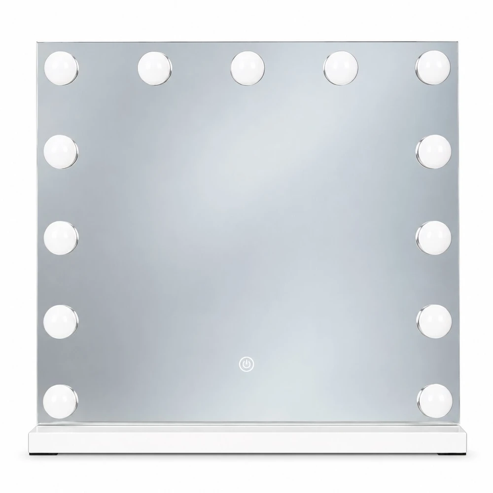 Ecotoys LED makiažo veidrodis 50×40 cm kosmetinis su apšvietimu 3 spalvos 13 lempučių ModernHome