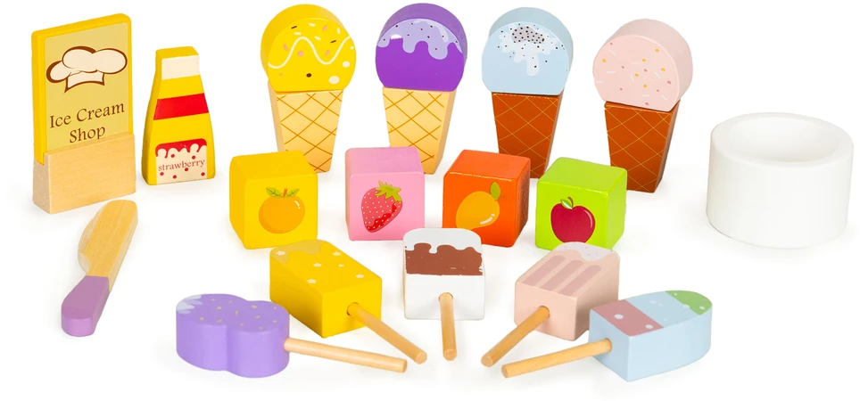 Ecotoys CREAM Medinės lentos ledainės ledų rinkinys vaikams