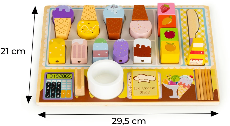 Ecotoys CREAM Medinės lentos ledainės ledų rinkinys vaikams