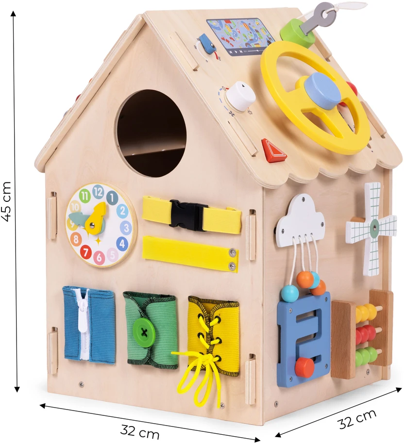 Ecotoys Medinis lavinamasis namelis vaikams, edukacinis skydelis XXL, 30 dalių