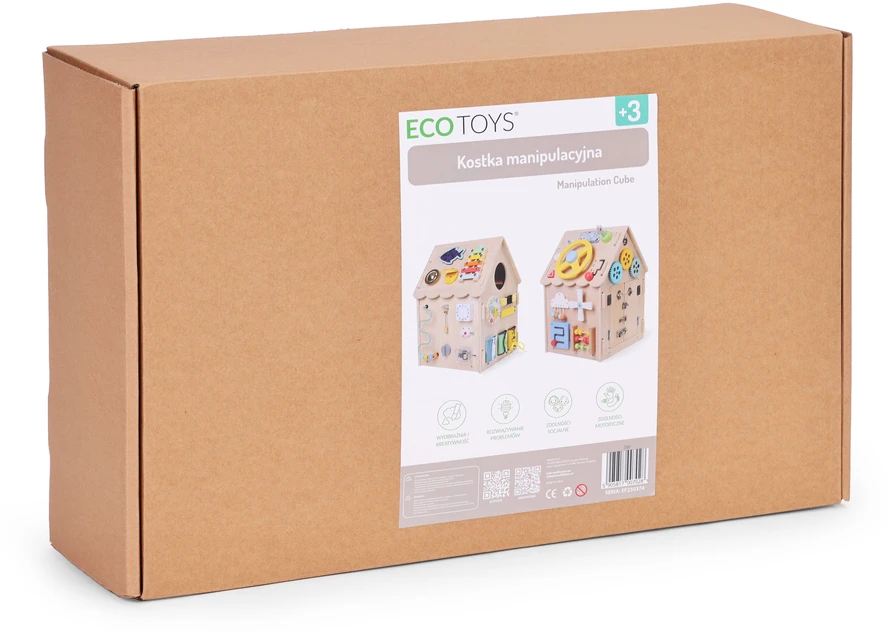 Ecotoys Medinis lavinamasis namelis vaikams, edukacinis skydelis XXL, 30 dalių