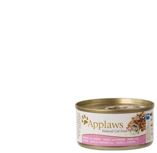 APPLAWS Mackerel with sardine in broth – šlapias kačių maistas – 70g