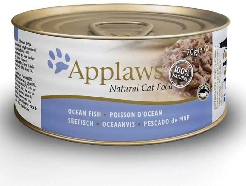 APPLAWS Ocean fish in broth – šlapias kačių maistas – 156g