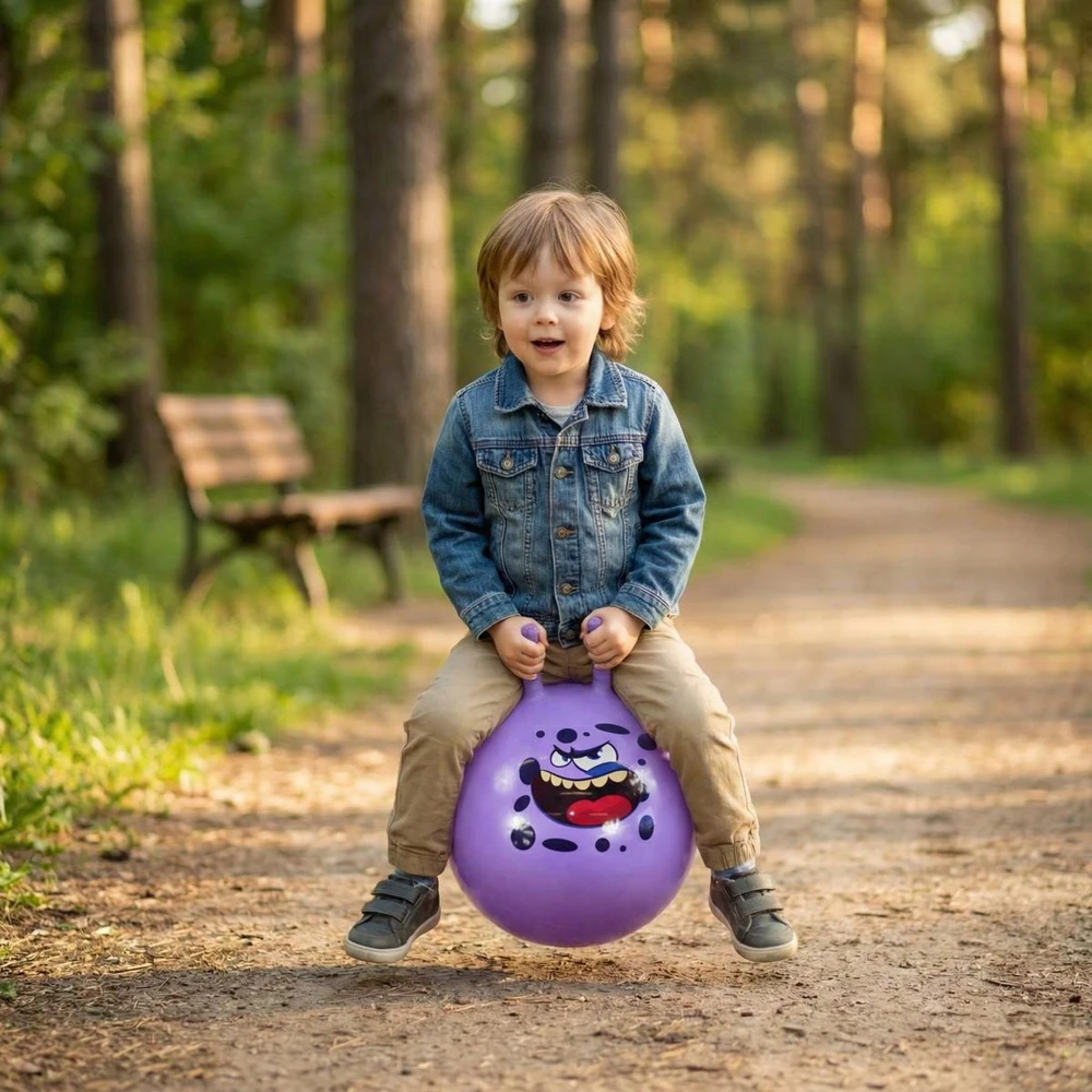 Eddy Toys Violetinis šokinėjimo kamuolys su rankenomis 45 cm