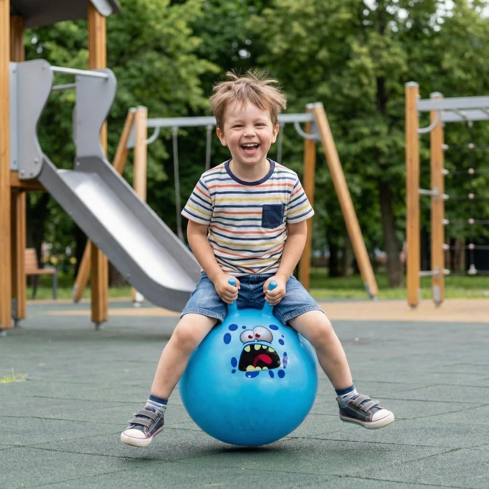 Eddy Toys Mėlynas šokinėjimo kamuolys su rankenomis 45cm