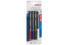 Ednet Multi Media Markers 4pcs, juodas, mėlynas, red and Eraser, 64082