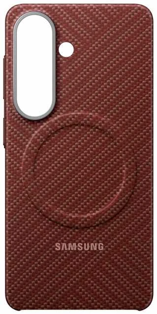 KS942SR anglies pluošto magnetinis dėklas „Samsung Galaxy S26“, koralų spalvos, raudonas