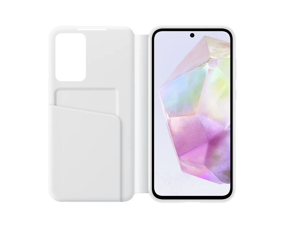 Samsung Galaxy A35 Smart View piniginės dėklas Baltas