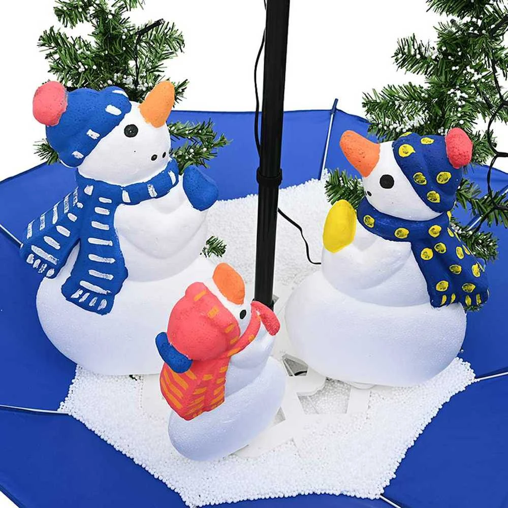 Eglutė su sniego funkcija ir skėčio pagrindu, mėlyna, 75cm, PVC