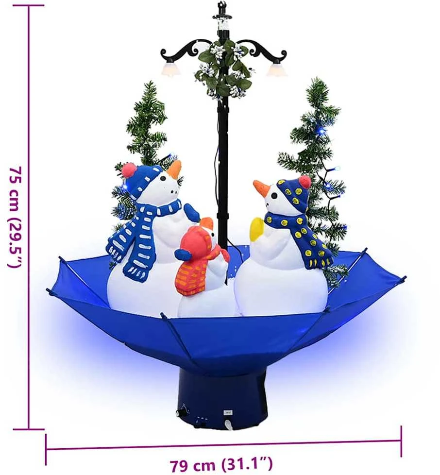Eglutė su sniego funkcija ir skėčio pagrindu, mėlyna, 75cm, PVC